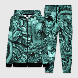 Женский 3D-костюм Драконы самурай медведь и волк в стиле тату, цвет: 3D-черный