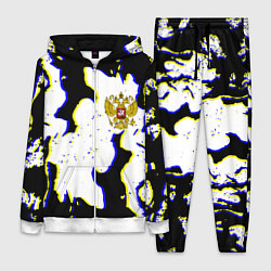 Женский 3D-костюм Россия герб глитч, цвет: 3D-белый