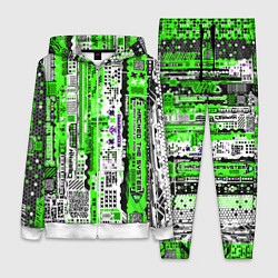 Женский 3D-костюм Киберпанк паттерн зелёный, цвет: 3D-белый