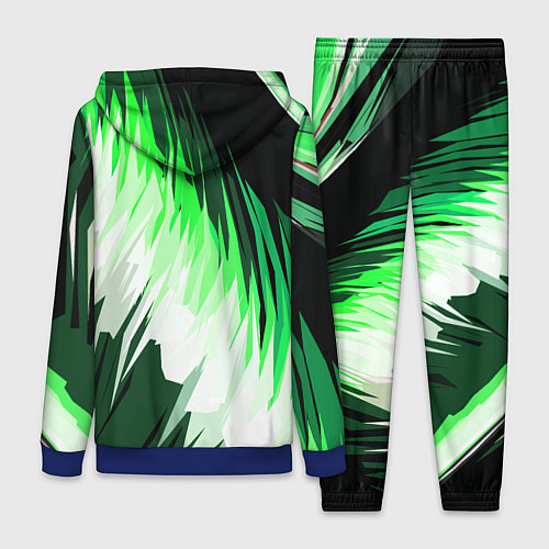 Женский костюм Зелёно-белая абстракция на чёрном фоне / 3D-Синий – фото 2