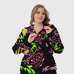 Женский 3D-костюм Яркие абстрактные круги-зигзаги, цвет: 3D-черный — фото 2