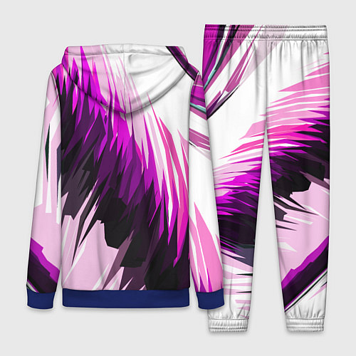 Женский костюм Чёрно-розовые острые полосы на белом фоне / 3D-Синий – фото 2