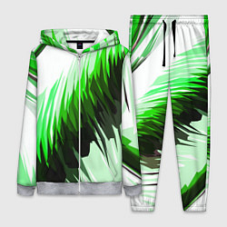 Женский 3D-костюм Чёрно-зелёные острые полосы на белом фоне, цвет: 3D-меланж