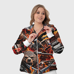 Женский 3D-костюм Русский медведь воин на фоне военной техники, цвет: 3D-белый — фото 2