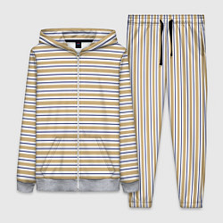 Женский 3D-костюм Бежевый с синей полосой, цвет: 3D-меланж