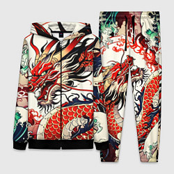 Женский 3D-костюм Красный дракон в японском стиле ирезуми, цвет: 3D-черный