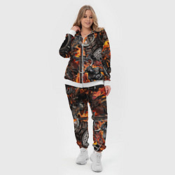 Женский 3D-костюм Гладиатор и минотавр на фоне огня мечей и щитов, цвет: 3D-белый — фото 2