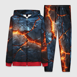 Женский 3D-костюм Черная треснутая плита - текстура, цвет: 3D-красный