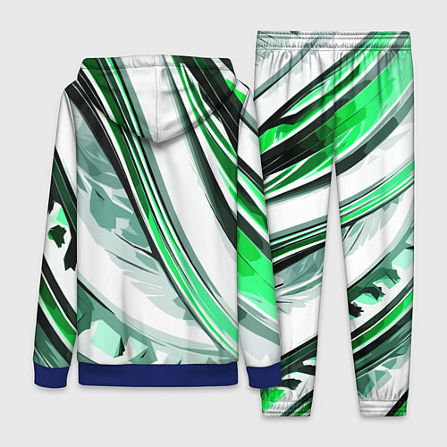 Женский костюм Волнистая бело-зелёная абстракция / 3D-Синий – фото 2
