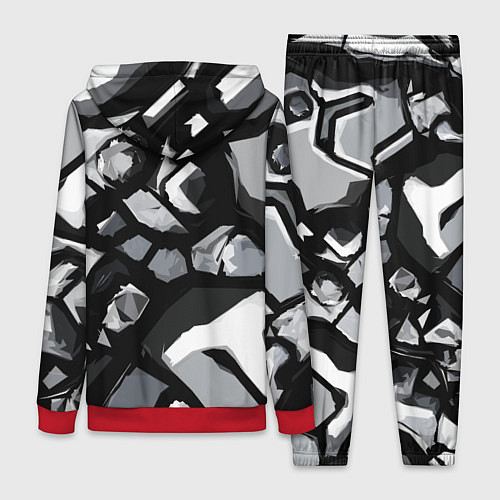 Женский костюм Чёрно-серая абстракция / 3D-Красный – фото 2