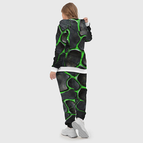 Женский костюм Черная потертая текстура на зеленом фоне / 3D-Белый – фото 5