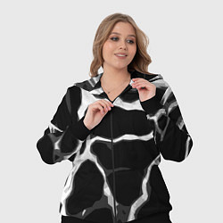 Женский 3D-костюм Белые абстрактные полосы на чёрном фоне, цвет: 3D-черный — фото 2