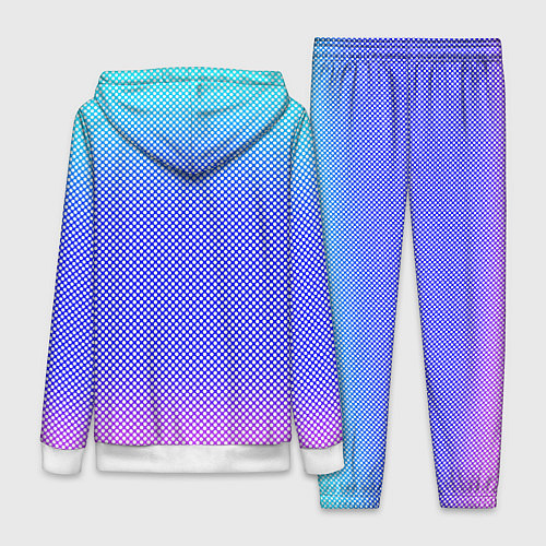 Женский костюм Градиент бирюзово-розовый текстура в мелкий гороше / 3D-Белый – фото 2