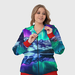 Женский 3D-костюм Северное сияние над горами - неоновое свечение, цвет: 3D-красный — фото 2