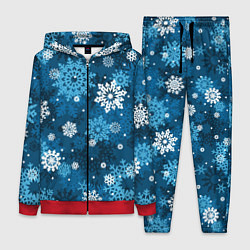 Женский 3D-костюм Снежинки белые и голубые, цвет: 3D-красный