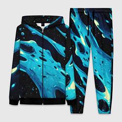 Женский 3D-костюм Синие волны краски на черном, цвет: 3D-черный