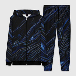 Женский 3D-костюм Чёрно-синий абстракция линии, цвет: 3D-черный