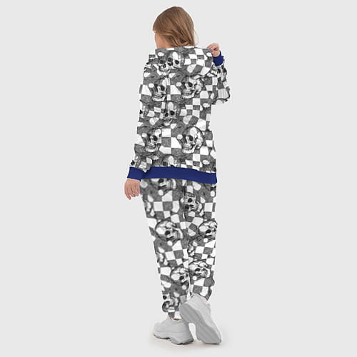 Женский костюм Черепа и клетчатый фон с дырами / 3D-Синий – фото 5