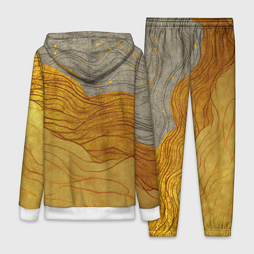 Женский костюм Золотые волны на сером текстура / 3D-Белый – фото 2