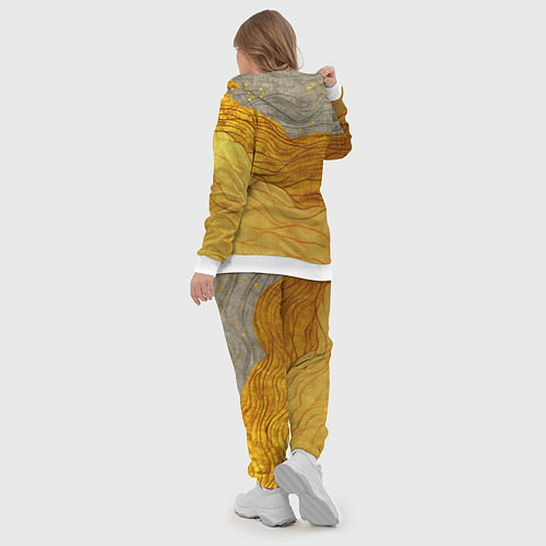 Женский костюм Золотые волны на сером текстура / 3D-Белый – фото 5
