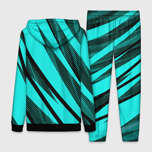 Женский костюм Неоновый голубой с чёрным абстракция с полосами / 3D-Черный – фото 2