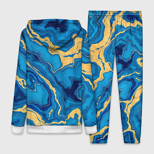 Женский костюм Синий мрамор с золотом / 3D-Белый – фото 2