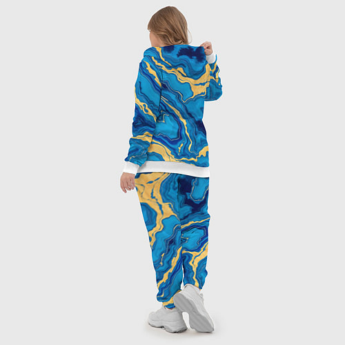 Женский костюм Синий мрамор с золотом / 3D-Белый – фото 5