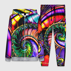 Женский 3D-костюм Фрактальный узор неоновый, цвет: 3D-меланж