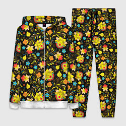 Женский 3D-костюм Хохлома цветы, цвет: 3D-белый