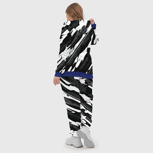 Женский костюм Разводы белым на черном / 3D-Синий – фото 5