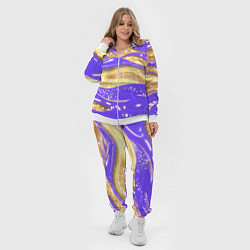 Женский 3D-костюм Фиолетово-золотая жидкая текстура, цвет: 3D-белый — фото 2