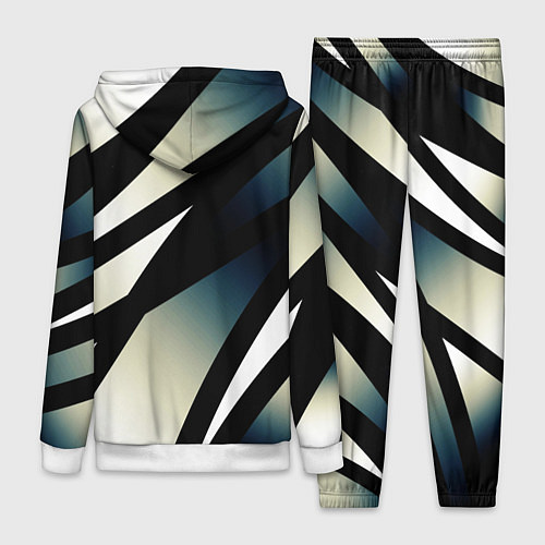 Женский костюм Чёрно-белый с синим затемнением полосы / 3D-Белый – фото 2