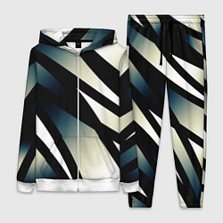 Женский 3D-костюм Чёрно-белый с синим затемнением полосы, цвет: 3D-белый