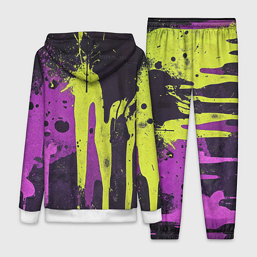 Женский костюм Желтая и фиолетовая краска на черном / 3D-Белый – фото 2