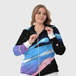 Женский 3D-костюм Синяя волна на черном - текстура, цвет: 3D-белый — фото 2