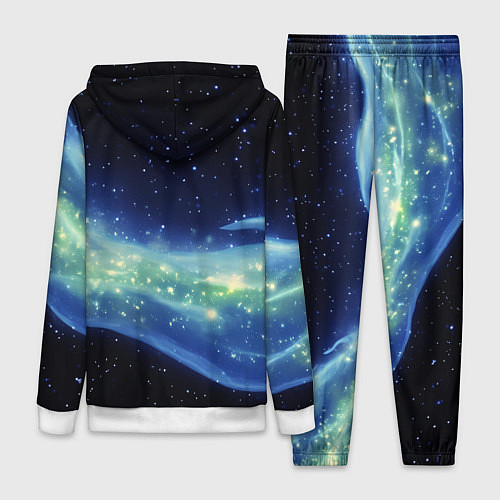 Женский костюм Синяя волна с зеленым оттенком на черном / 3D-Белый – фото 2