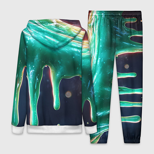 Женский костюм Текстура стекающая зеленая клякса / 3D-Белый – фото 2