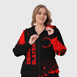 Женский 3D-костюм Demon Slayer - red gradient вертикально, цвет: 3D-черный — фото 2