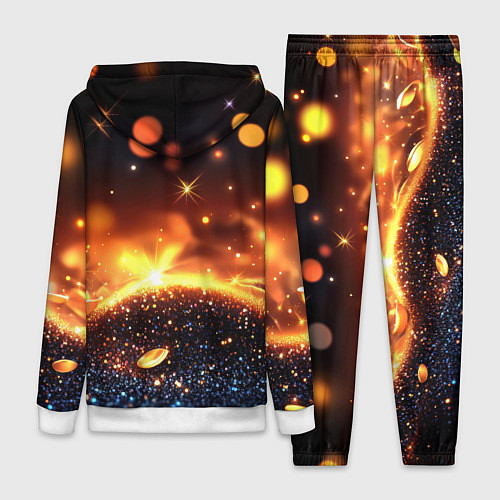 Женский костюм Оранжевое боке на черном / 3D-Белый – фото 2