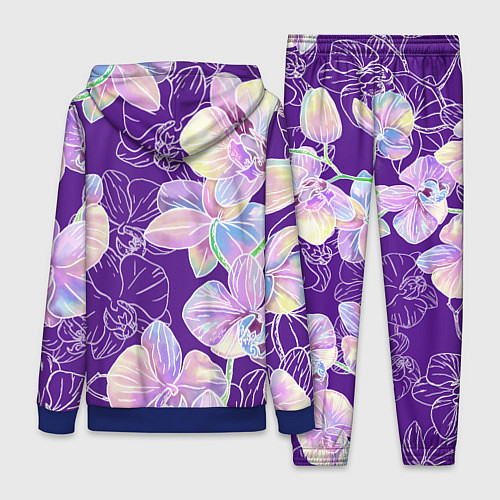 Женский костюм Японские акварельные орхидеи / 3D-Синий – фото 2
