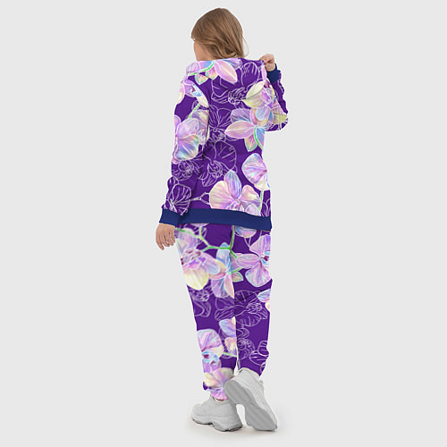 Женский костюм Японские акварельные орхидеи / 3D-Синий – фото 5