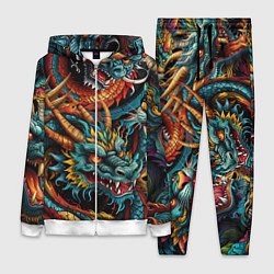 Женский 3D-костюм Татуировка дракона ирезуми, цвет: 3D-белый