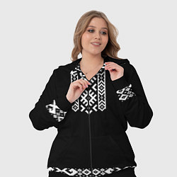 Женский 3D-костюм Славянский орнамент и узор на черном - вышиванка р, цвет: 3D-черный — фото 2