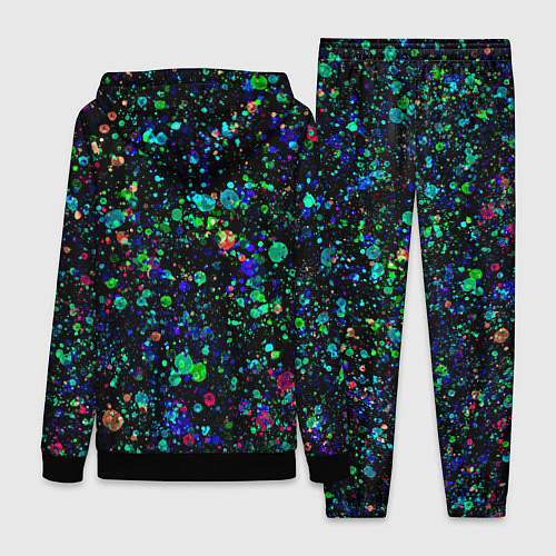 Женский костюм Чёрный с брызгами сине-зелёными абстракция / 3D-Черный – фото 2