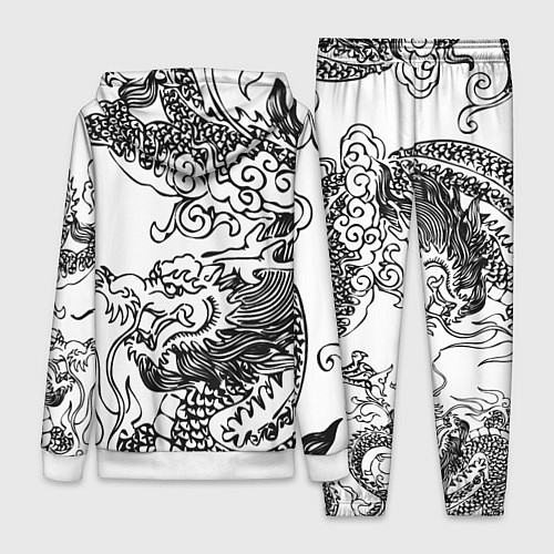 Женский костюм Татуировка дракона на белом / 3D-Белый – фото 2