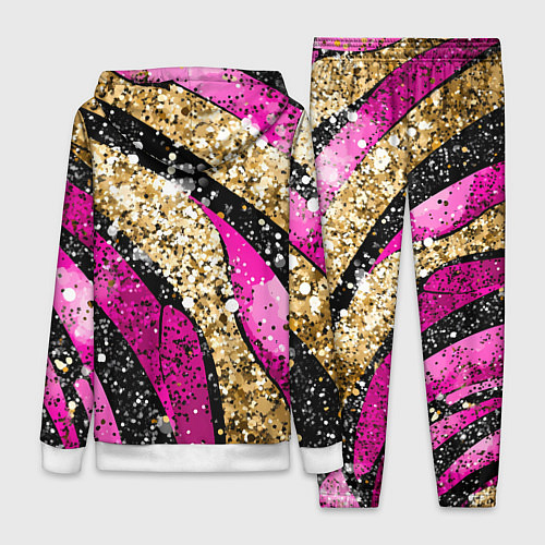 Женский костюм Розовые и золотые полосы - текстура / 3D-Белый – фото 2