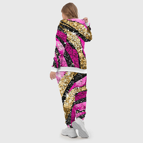 Женский костюм Розовые и золотые полосы - текстура / 3D-Белый – фото 5