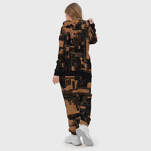 Женский костюм Чёрно-коричневый абстракция геометричный / 3D-Черный – фото 5