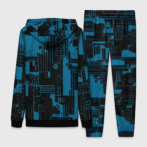 Женский костюм Чёрно-синий абстракция геомтеричный / 3D-Черный – фото 2