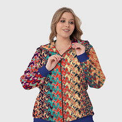 Женский 3D-костюм Красно-синий искажённые полосы узор, цвет: 3D-синий — фото 2